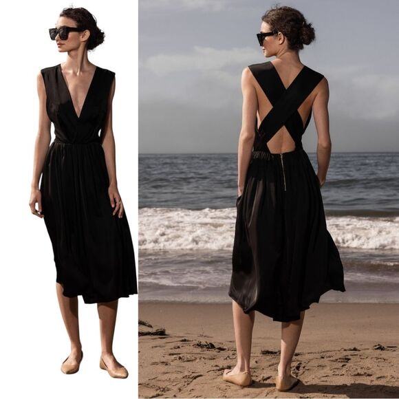 Heidi Merrick NWT Black Sleeveless back criss Cross Dress Xs - Picture 1 of 16